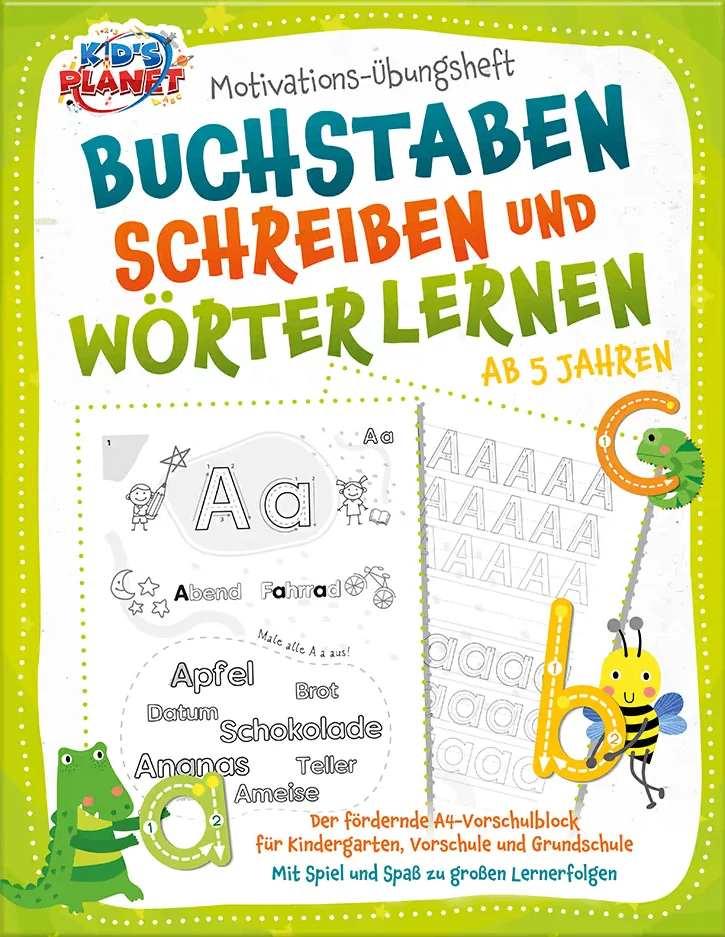 Couverture du livre : Motivations-Übungsheft - Buchstaben schreiben und Wörter lernen ab 5 Jahren